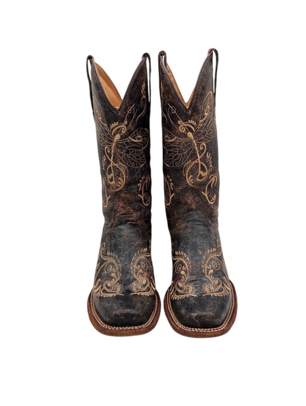 Circle G Women’s Distressed  Dragonfly Embroidered Cowgirl Western Boots Sz 8.5M - Picture 8 of 11